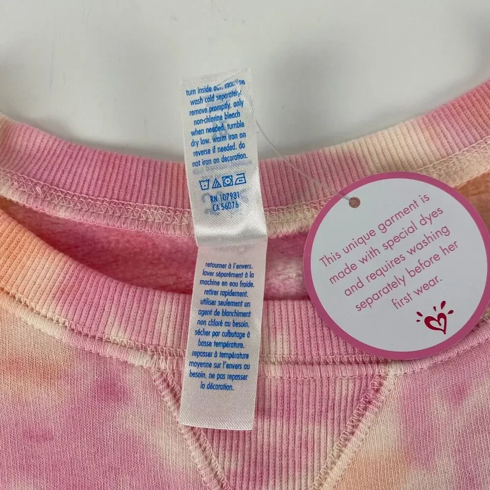 Justice‎ Active Cropped Sweatshirt Size 12 Pullover Tie Dye Girls Youth Pink